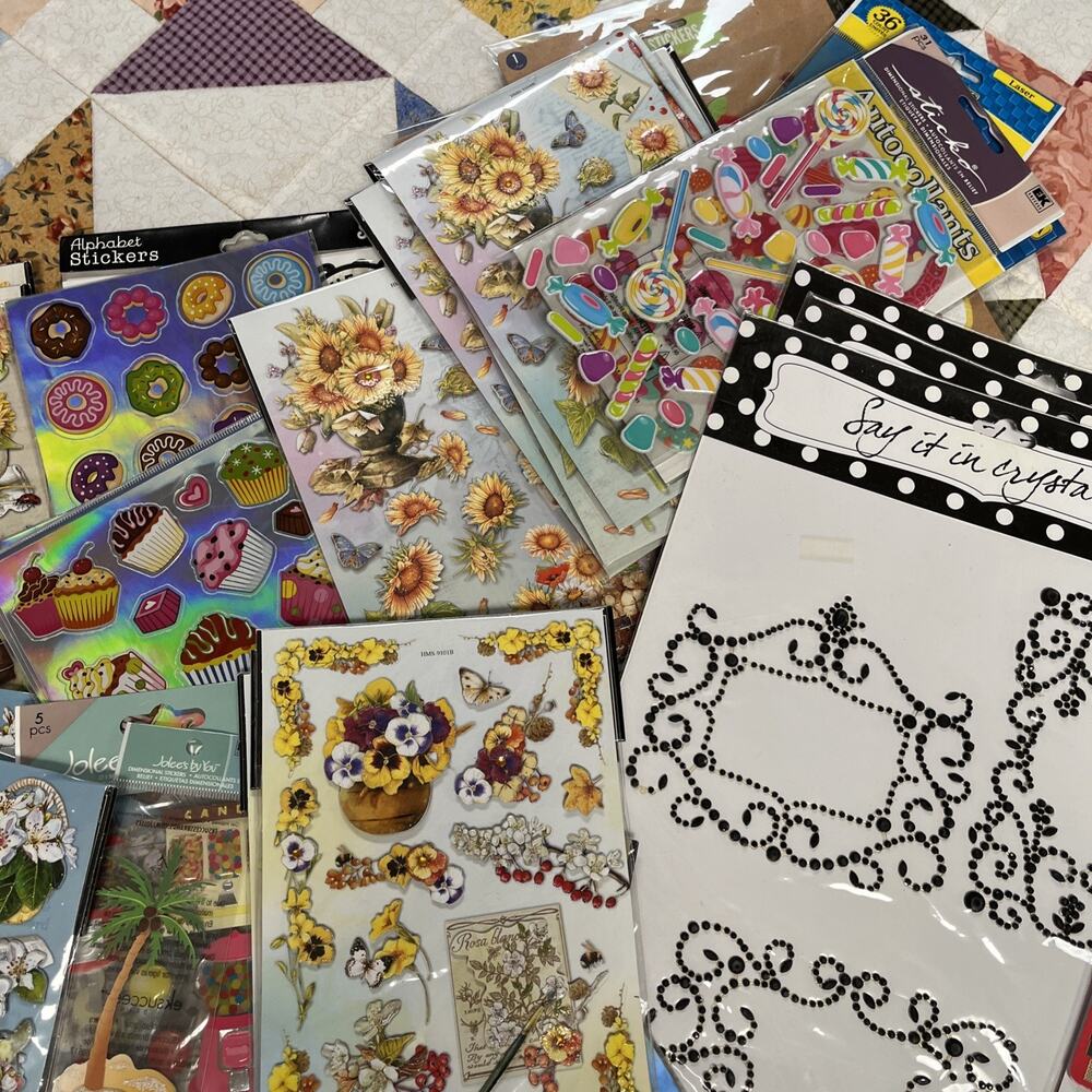 Scrapbooking Stickers Huge Lot Rhinestones Puffy Dimensional 100 Packs - Picture 5 of 8